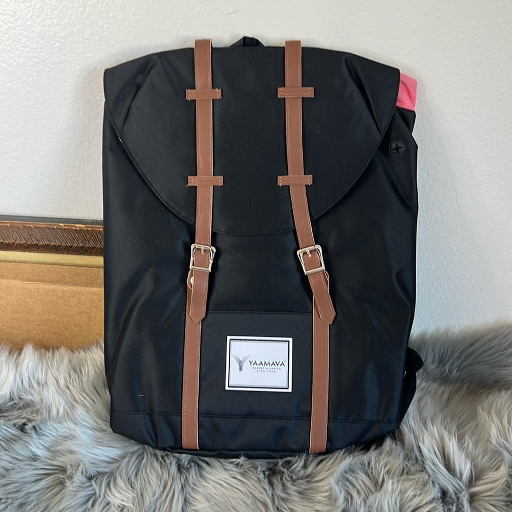 NWOT Large Black Beach Backpack 19x15"